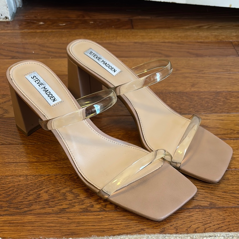 Steve Madden Lilah Clear Tan Heeled Sandals